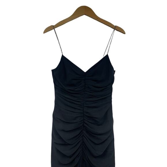 Vintage ABS Evening Y2K Style Ruched Black Evening Gown Womens 8 - Picture 3 of 13